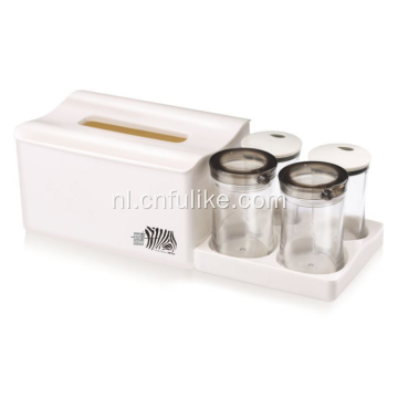 Plastic Tissue Box met 4 Divider Jar